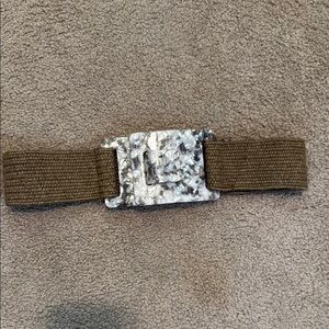 Zara Elastic Textured Brown Belt with Patterned Buckle